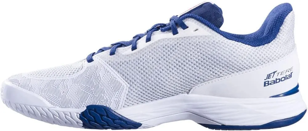 Babolat Unisex-Adult Jet Tere All Court Tennis Shoes, White/Estate Blue (Men's US Size 8)