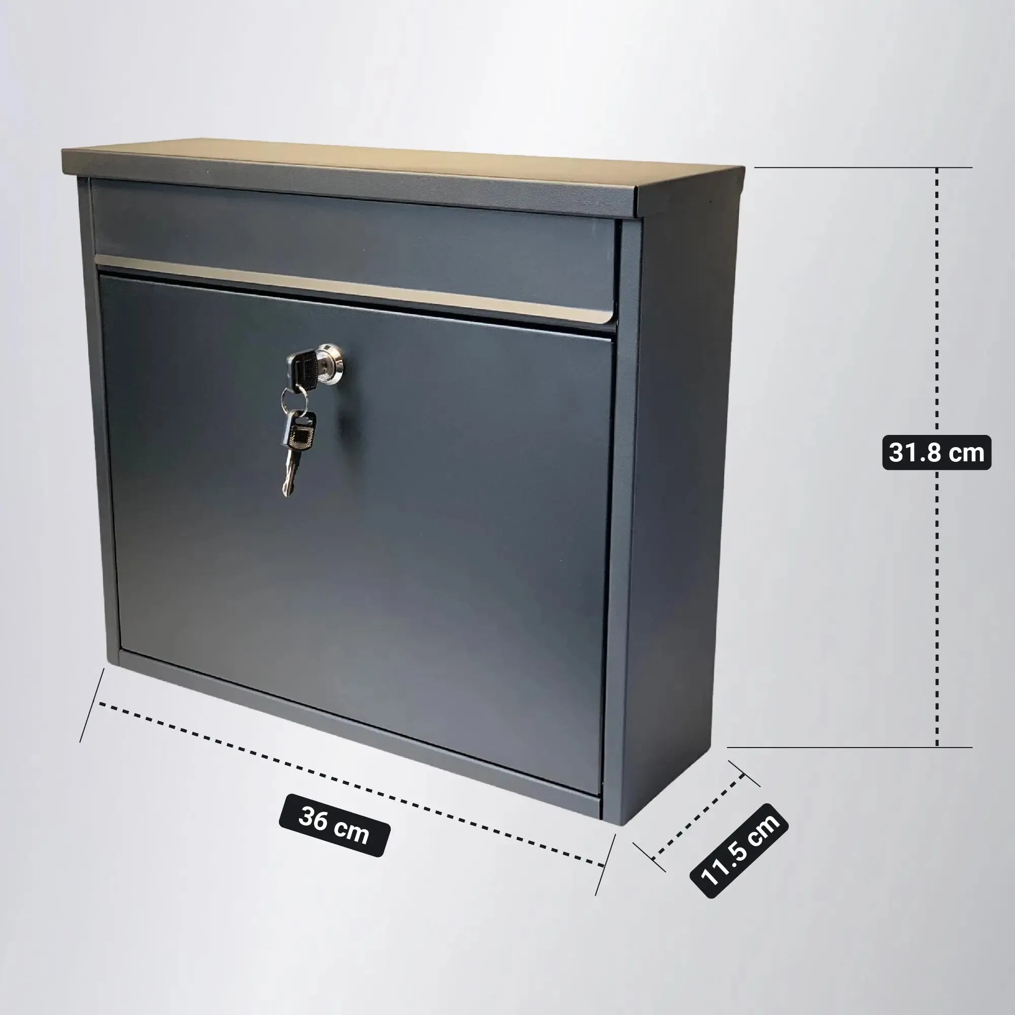 Buckingham Extra Large Wall Mounted Lockable Steel Mailbox Heavy Duty Weather Resistant Post Box with Secure Key Lock Rustproof Powder Coated Finish Ideal for Outdoor Home or Office Use (Premium Black)