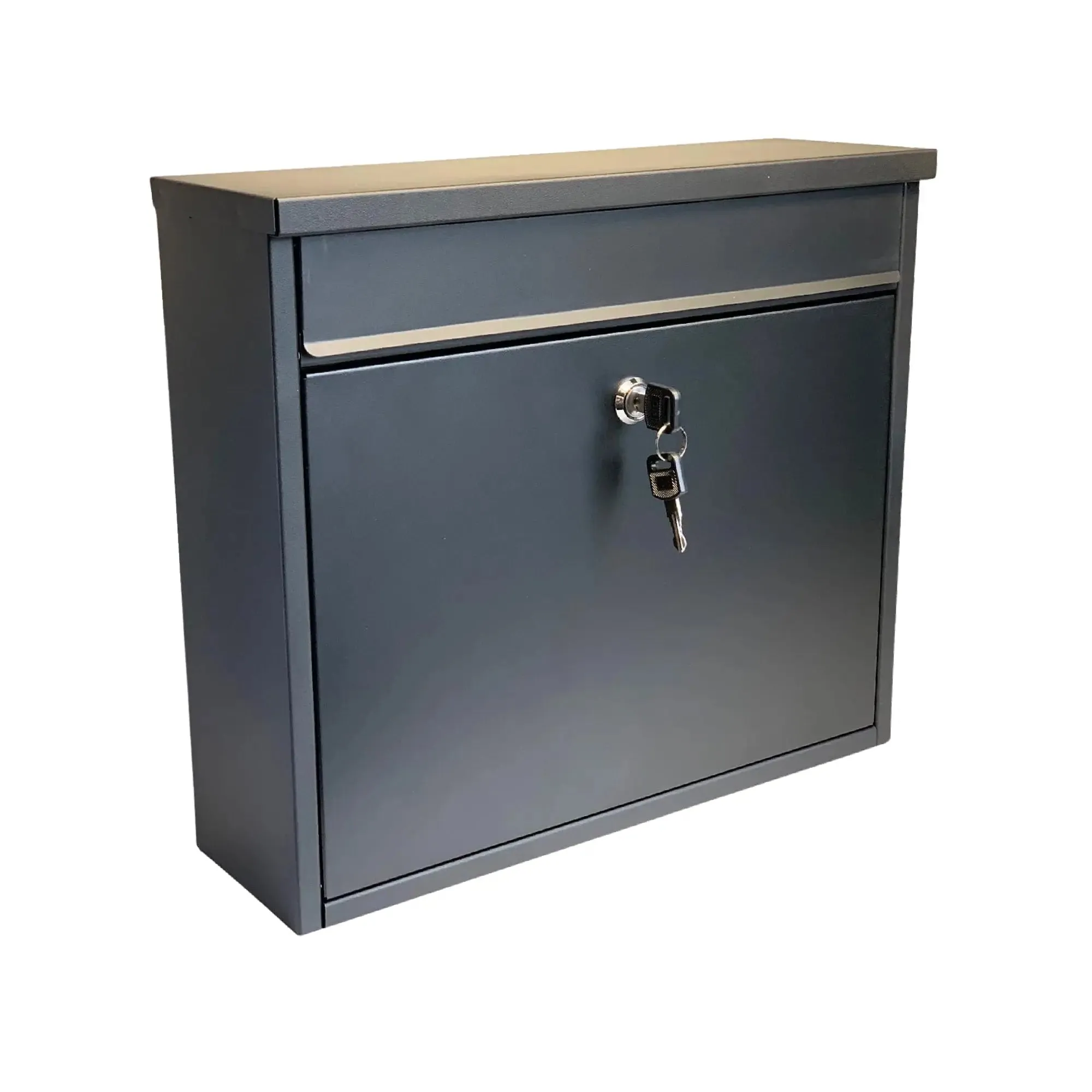 Buckingham Extra Large Wall Mounted Lockable Steel Mailbox Heavy Duty Weather Resistant Post Box with Secure Key Lock Rustproof Powder Coated Finish Ideal for Outdoor Home or Office Use (Premium Black)