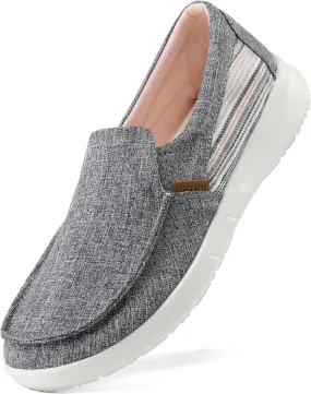 COOJOY Women's Casual Lightweight Stretch Boat Canvas Slip on Shoes Breathable