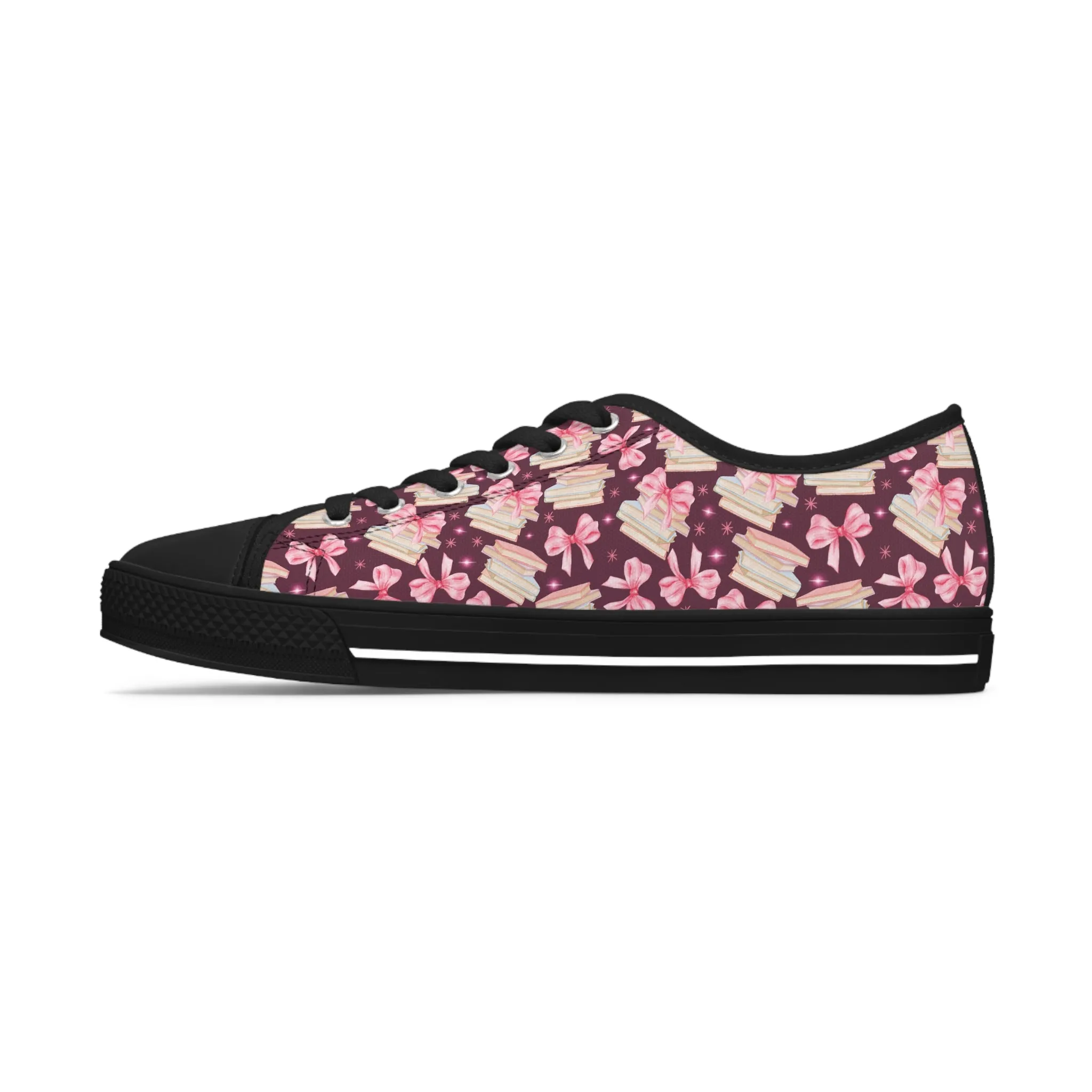 Coquette Pink Bows & Books Sneakers Step Out in Style with Stunning USA Symbol! Perfect for Everyday Wear and Proud Americans. Durable, High-Quality Footwear Everyday Activities