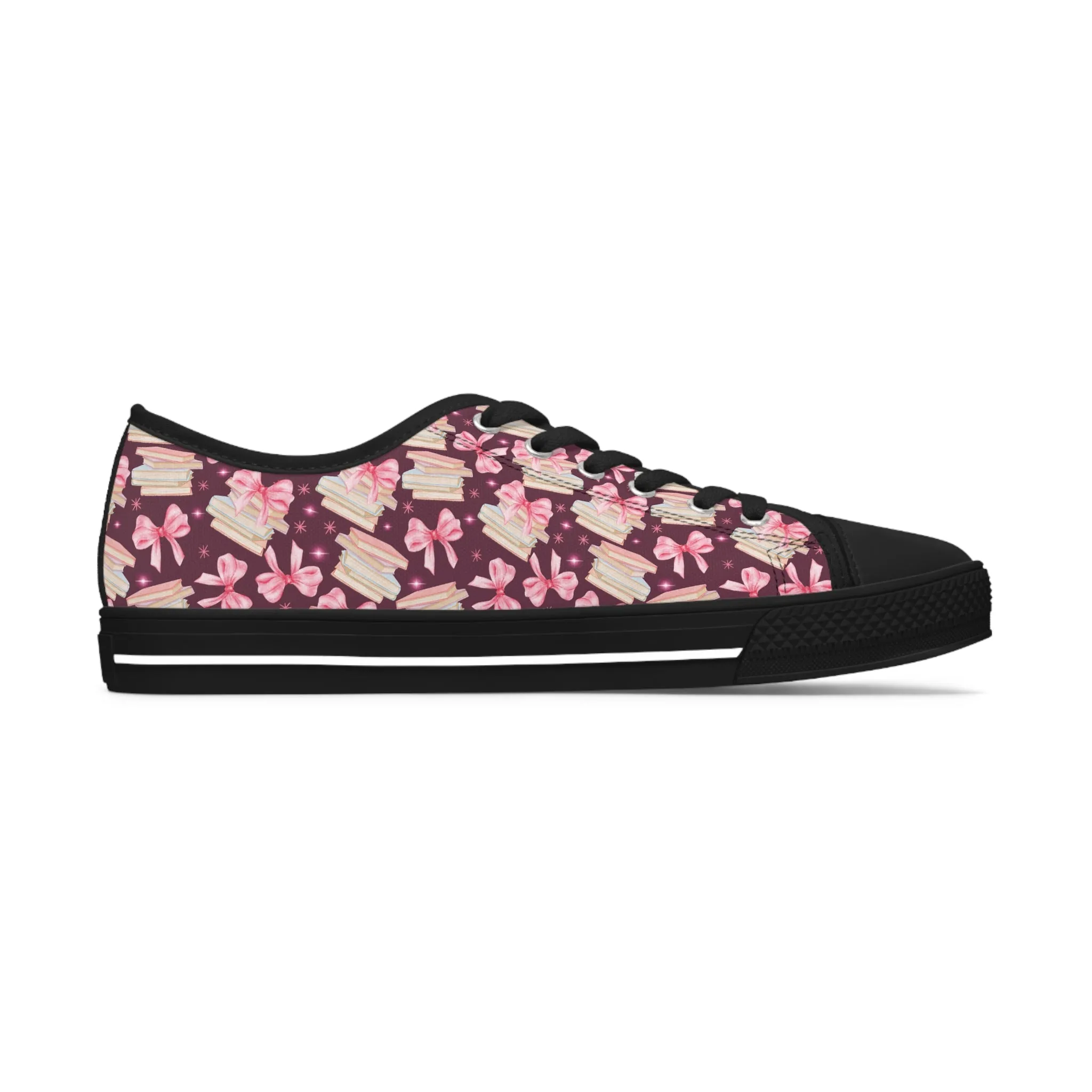 Coquette Pink Bows & Books Sneakers Step Out in Style with Stunning USA Symbol! Perfect for Everyday Wear and Proud Americans. Durable, High-Quality Footwear Everyday Activities