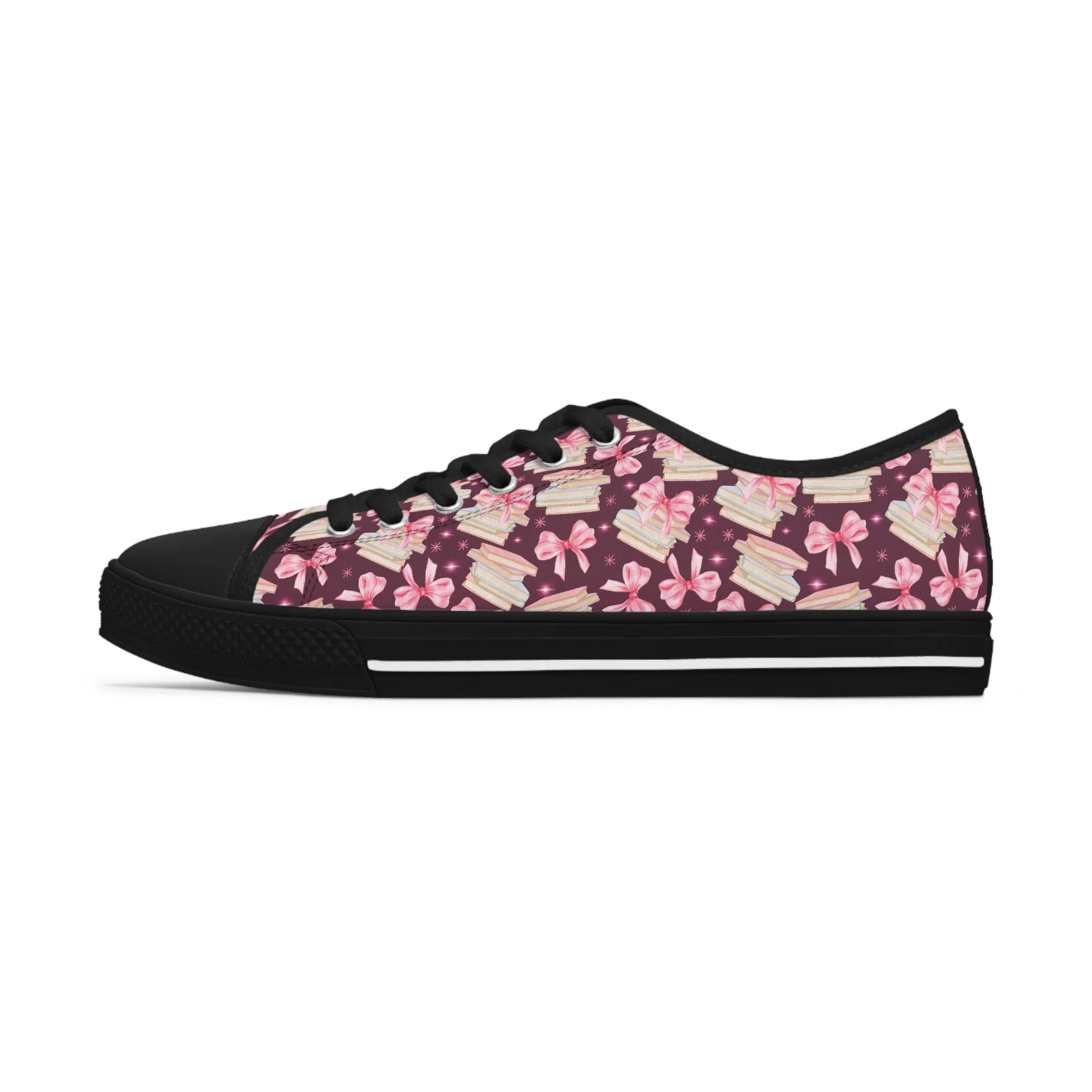 Coquette Pink Bows & Books Sneakers Step Out in Style with Stunning USA Symbol! Perfect for Everyday Wear and Proud Americans. Durable, High-Quality Footwear Everyday Activities