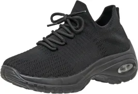 CUSHIONAIRE Women's Blaze Stretch Knit Slip on lace Sneaker  Memory Foam & LiteSole Technology
