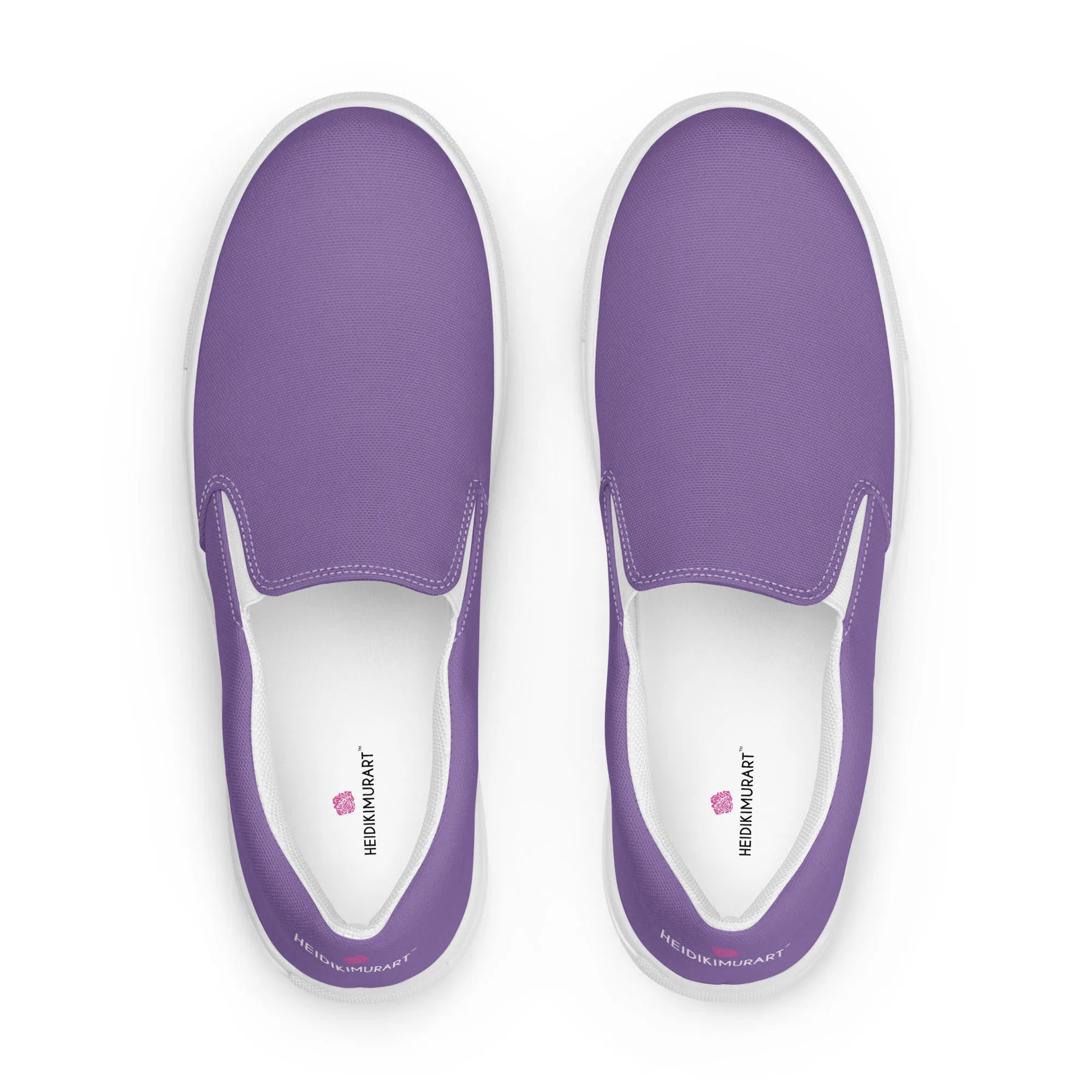 Dark Purple Women's Slip Ons, Solid Colorful Purple Color Modern Minimalist Women’s Slip-On Canvas Shoes (US Size: 5-12)