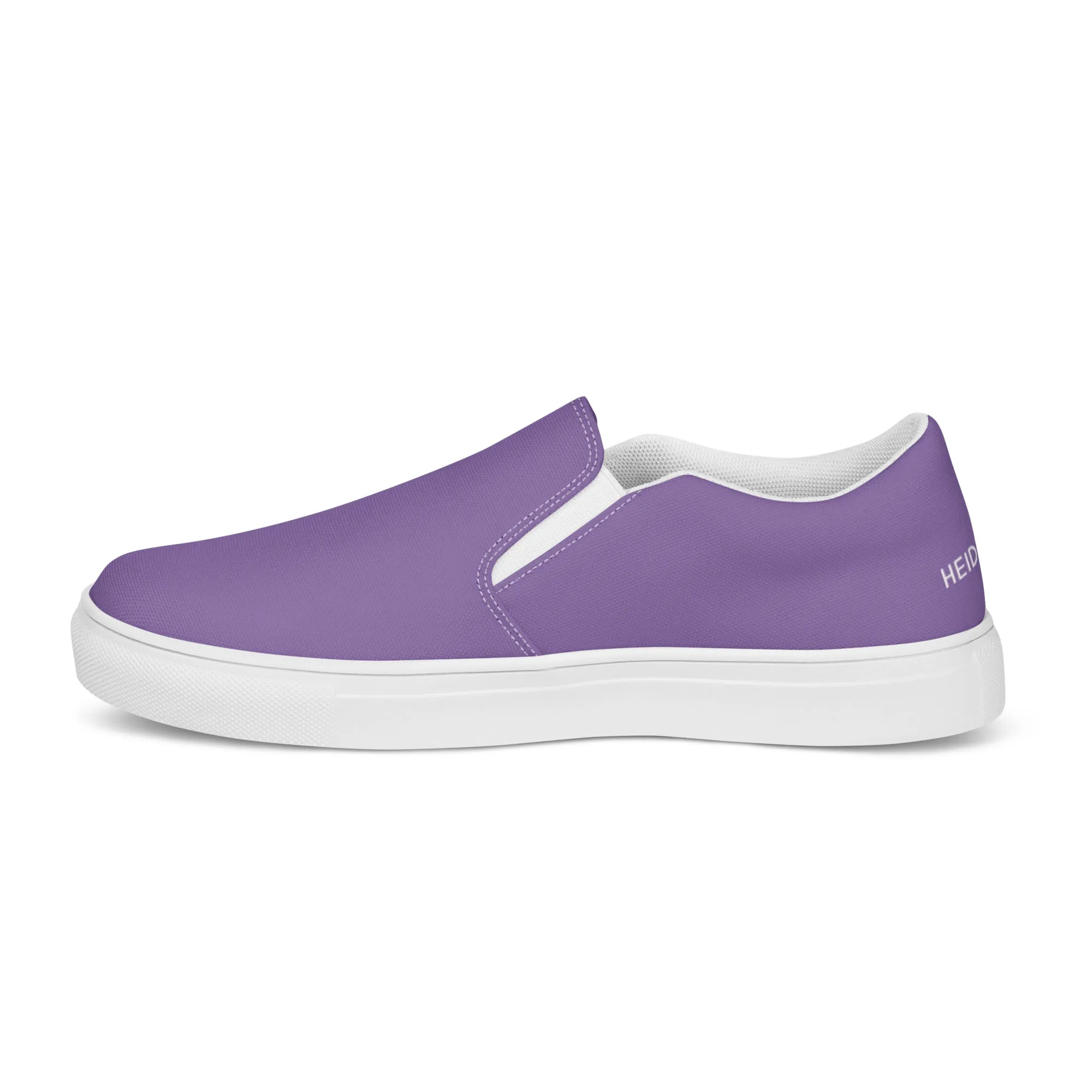 Dark Purple Women's Slip Ons, Solid Colorful Purple Color Modern Minimalist Women’s Slip-On Canvas Shoes (US Size: 5-12)