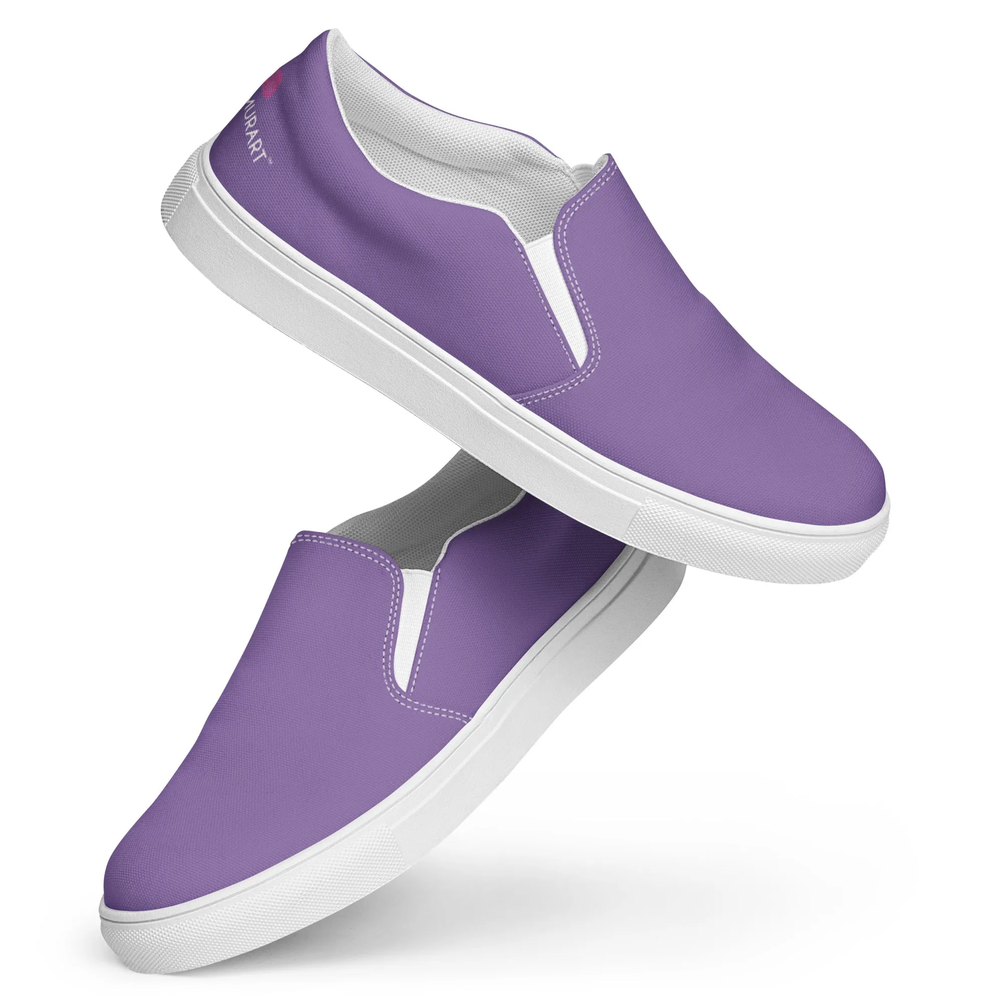 Dark Purple Women's Slip Ons, Solid Colorful Purple Color Modern Minimalist Women’s Slip-On Canvas Shoes (US Size: 5-12)