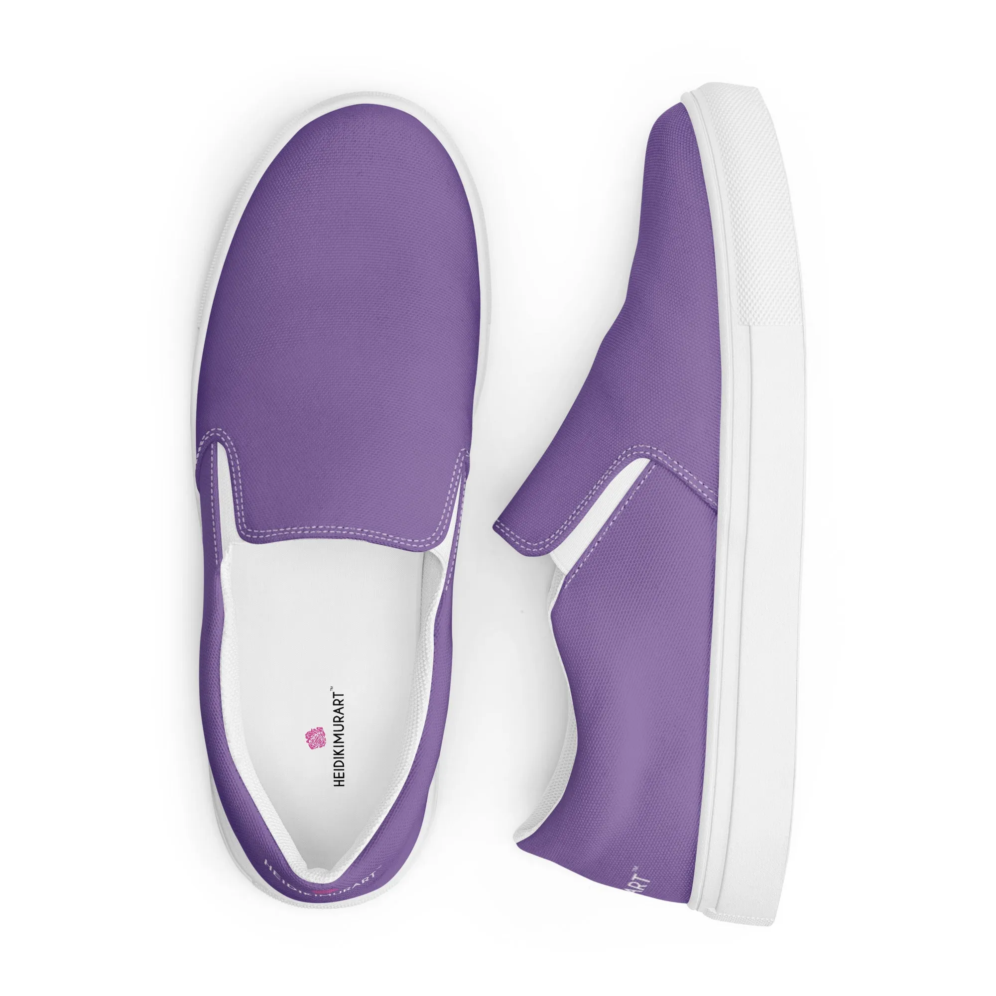 Dark Purple Women's Slip Ons, Solid Colorful Purple Color Modern Minimalist Women’s Slip-On Canvas Shoes (US Size: 5-12)