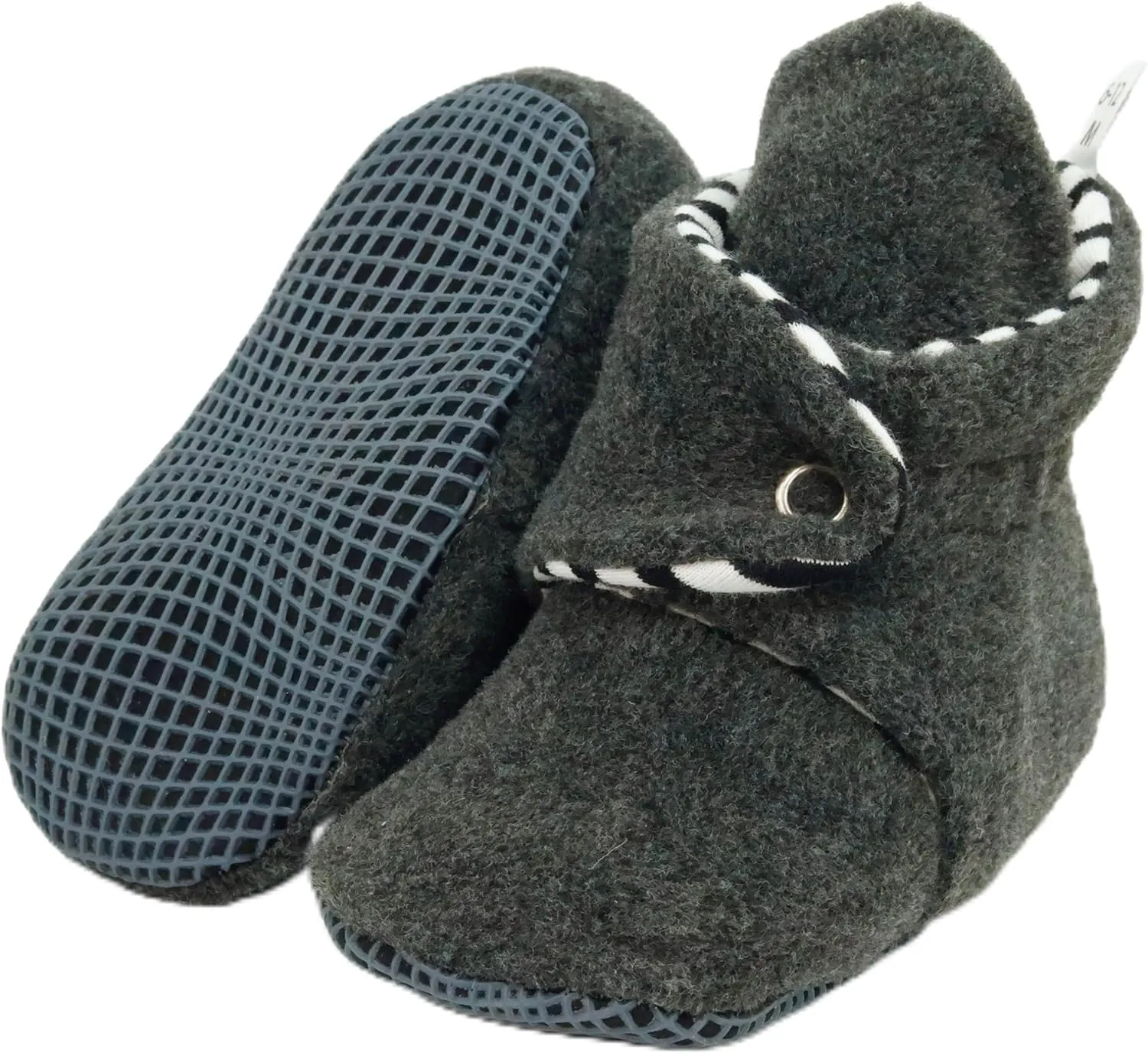 Ella Bonna Fleece Baby Booties, Three Snap Baby Slippers, Unisex Baby Gifts, Non-Slip Newborn Booties for Boys and Girls, Infant Baby Shower Shoes Months