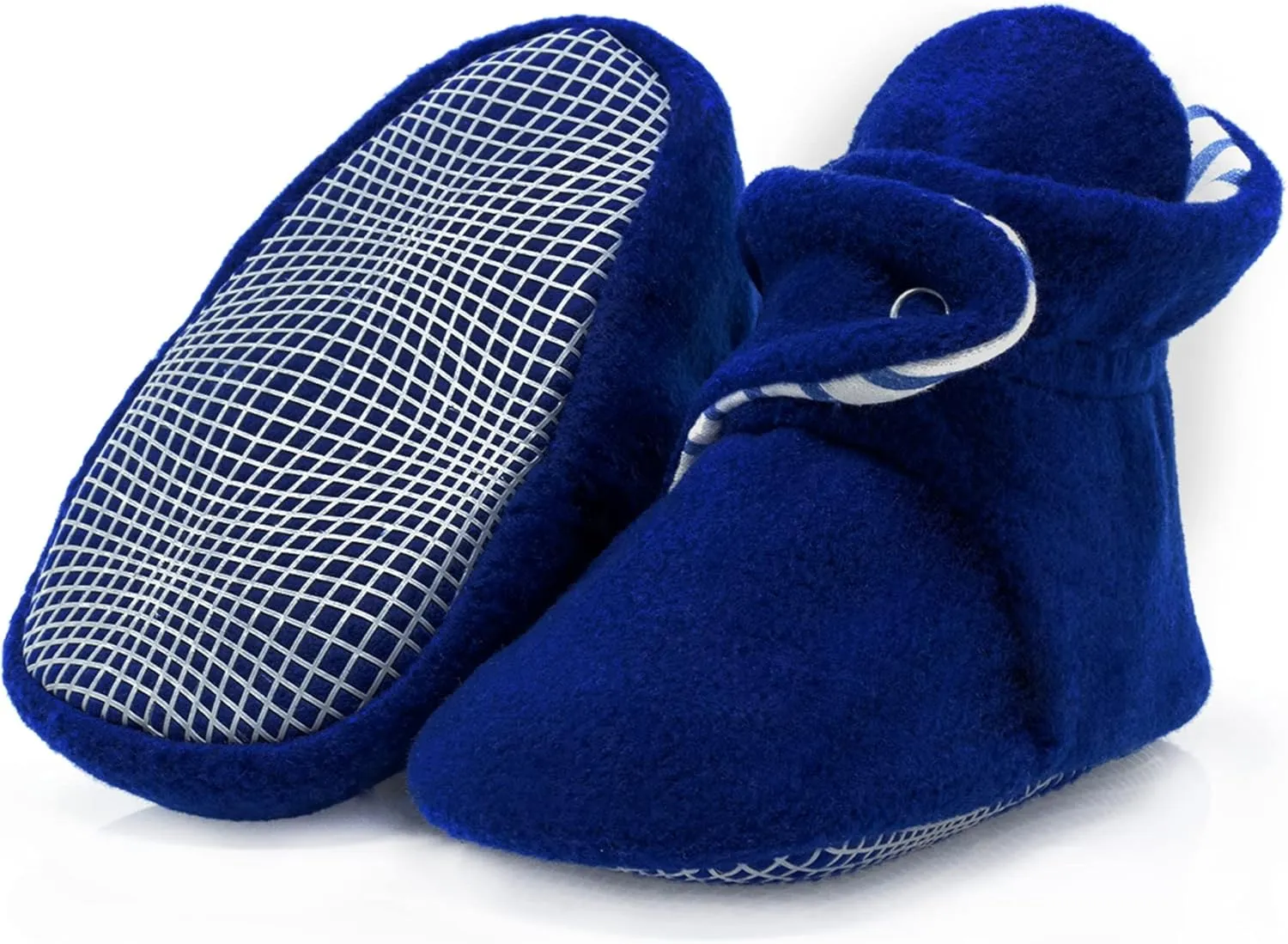 Ella Bonna Fleece Baby Booties, Three Snap Baby Slippers, Unisex Baby Gifts, Non-Slip Newborn Booties for Boys and Girls, Infant Baby Shower Shoes Months