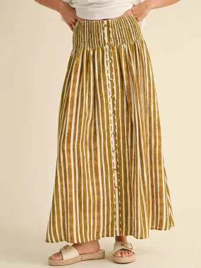 High Waist Striped Midi Skirt