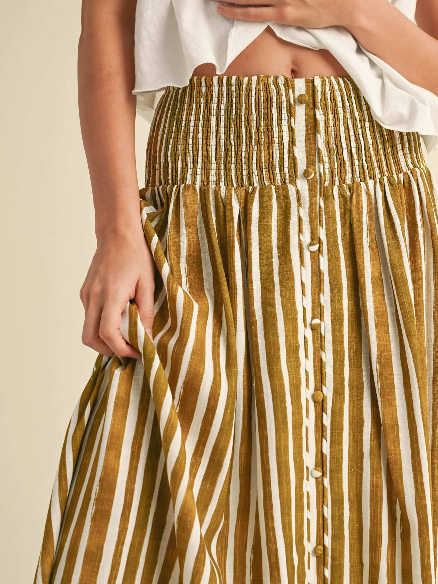 High Waist Striped Midi Skirt