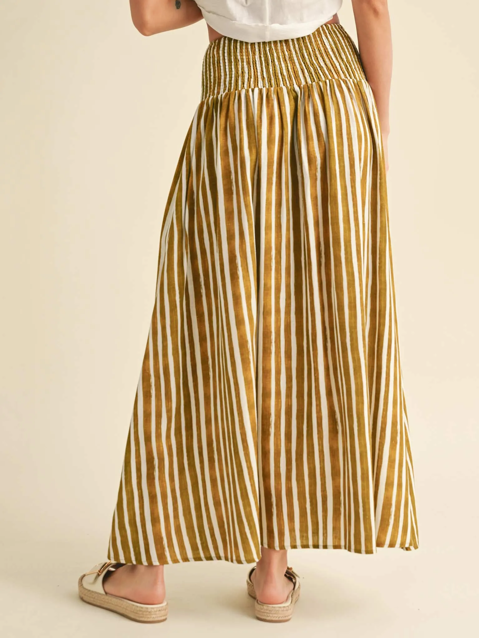 High Waist Striped Midi Skirt