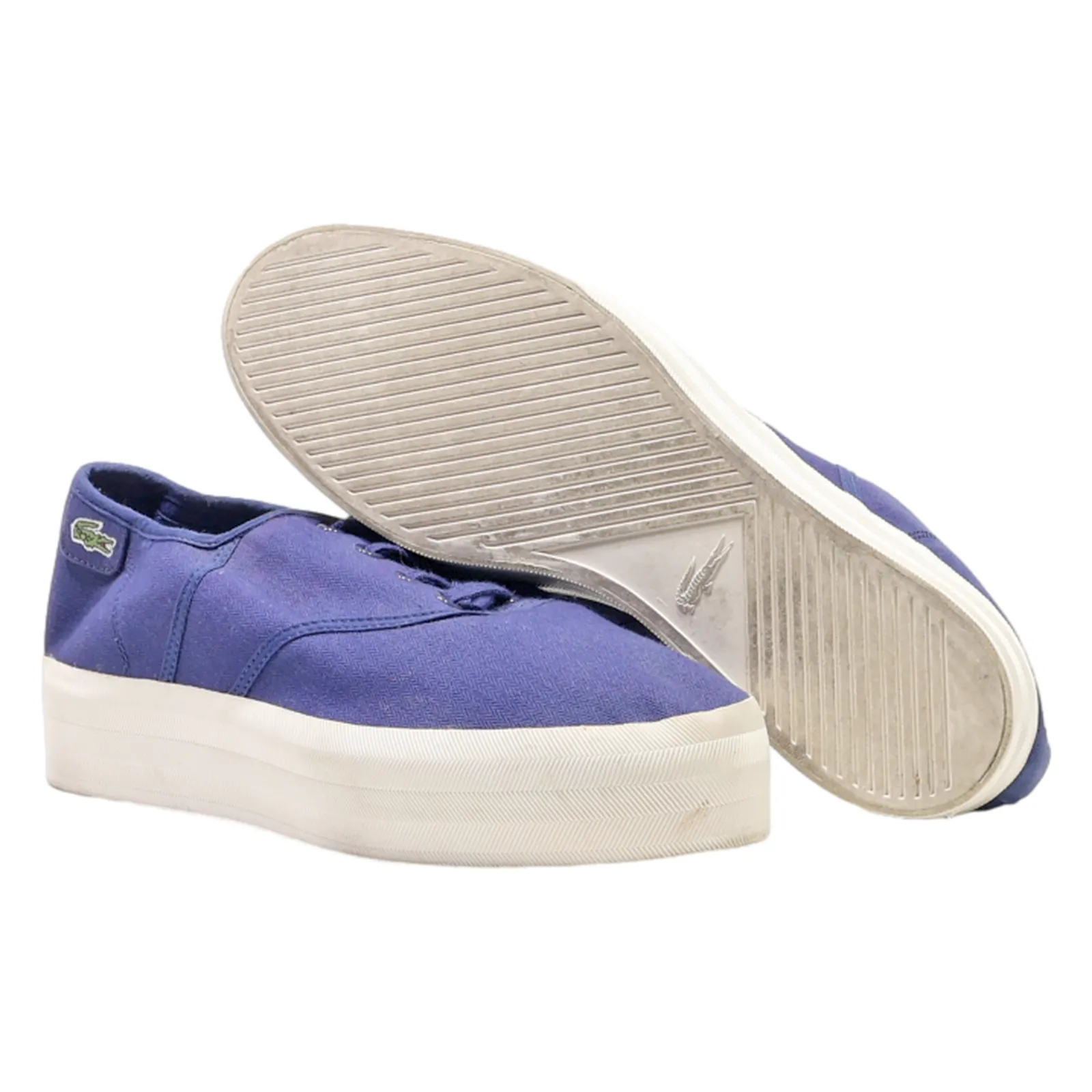LACOSTE LIVE Platform Trainers Blue Canvas Womens UK 6.5