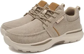 Men Canvas Wide Width Walking Sneakers,Casual Non Slip Lightweight Arch Support Fashion Sneakers Boat Shoes Orthopedic Shoes