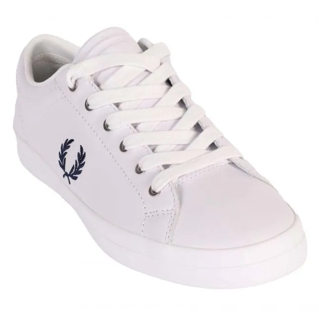 Mens Fred Perry White/Navy Baseline Leather Trainers