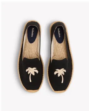 Mens_Espadrilles_The Smoking_Embroidery_Noche Black - Palm Tree