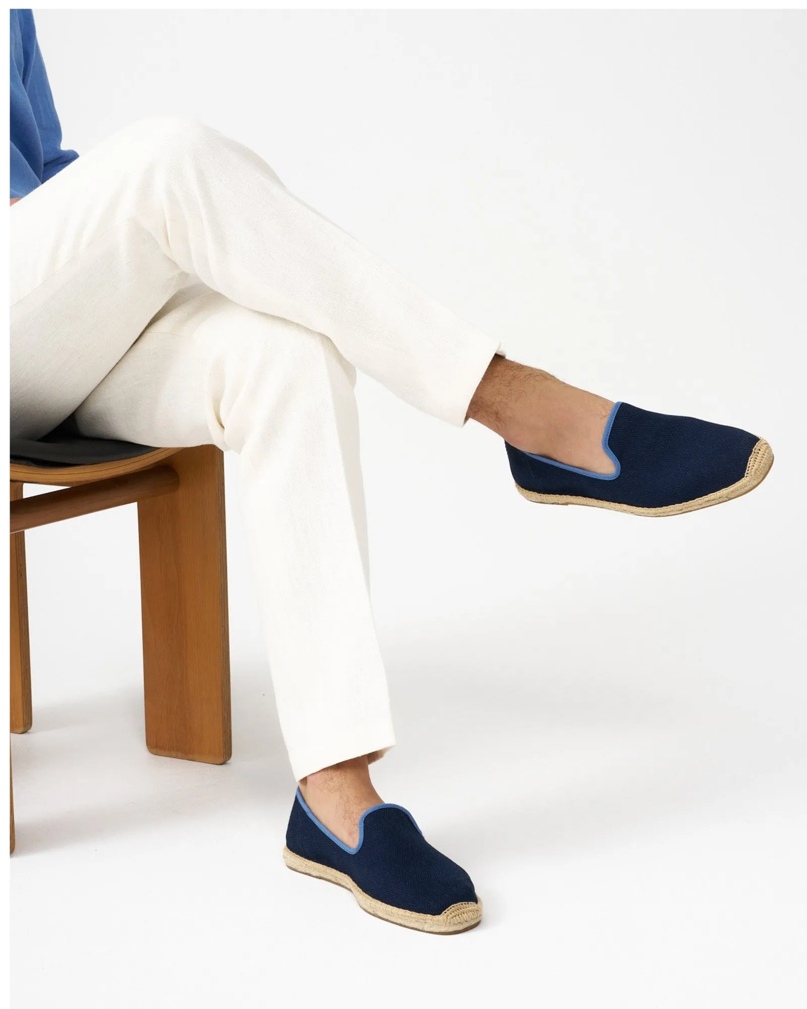 Mens_Espadrilles_The Smoking_Herringbone Colors_Dark Navy - Blue