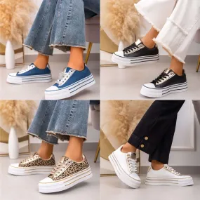 Metallic Detail Ladies Platform Trainers