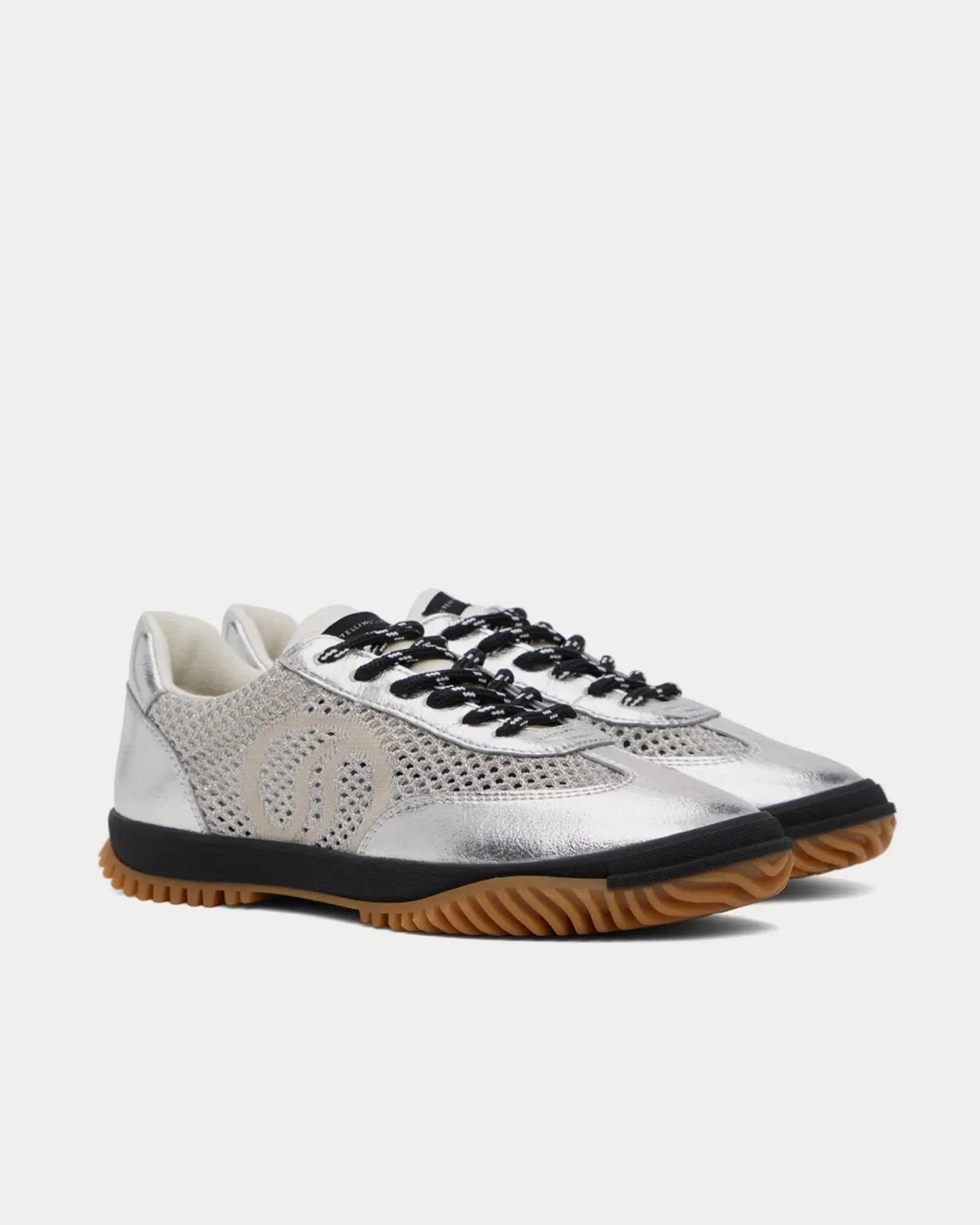 S-Wave Sport Mesh Panelled Silver Low Top Sneakers