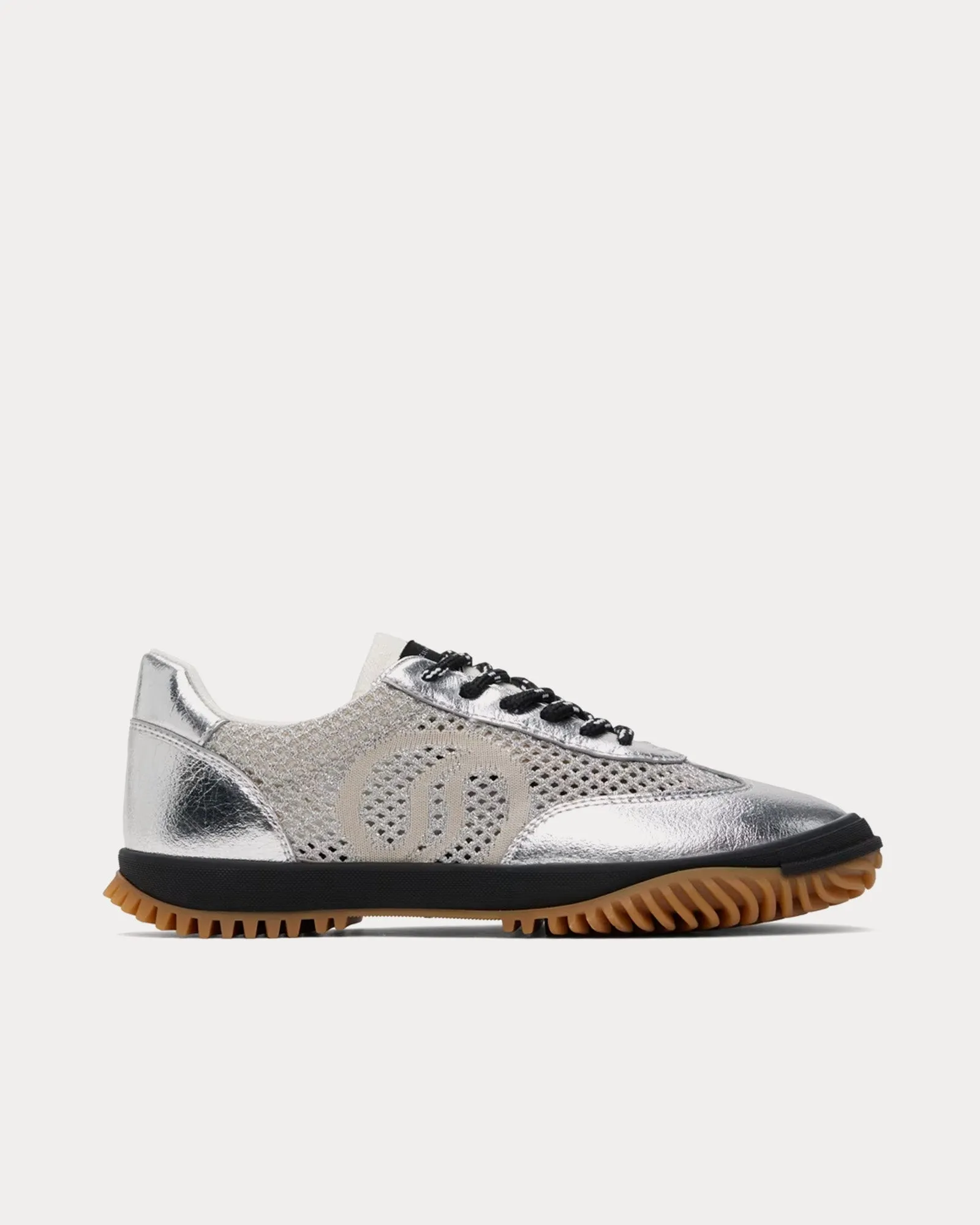 S-Wave Sport Mesh Panelled Silver Low Top Sneakers