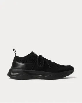 Shadow Leather-Trimmed Stretch-Knit  Black low top sneakers