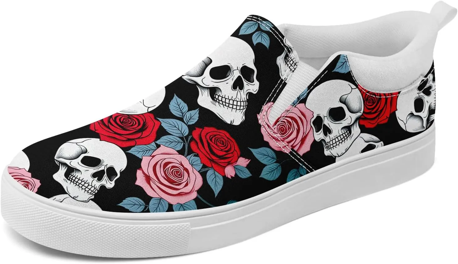 Skull Canvas Slip on Shoes Fashion Sneakers Loafers Casual Walking Shoes for Men Women