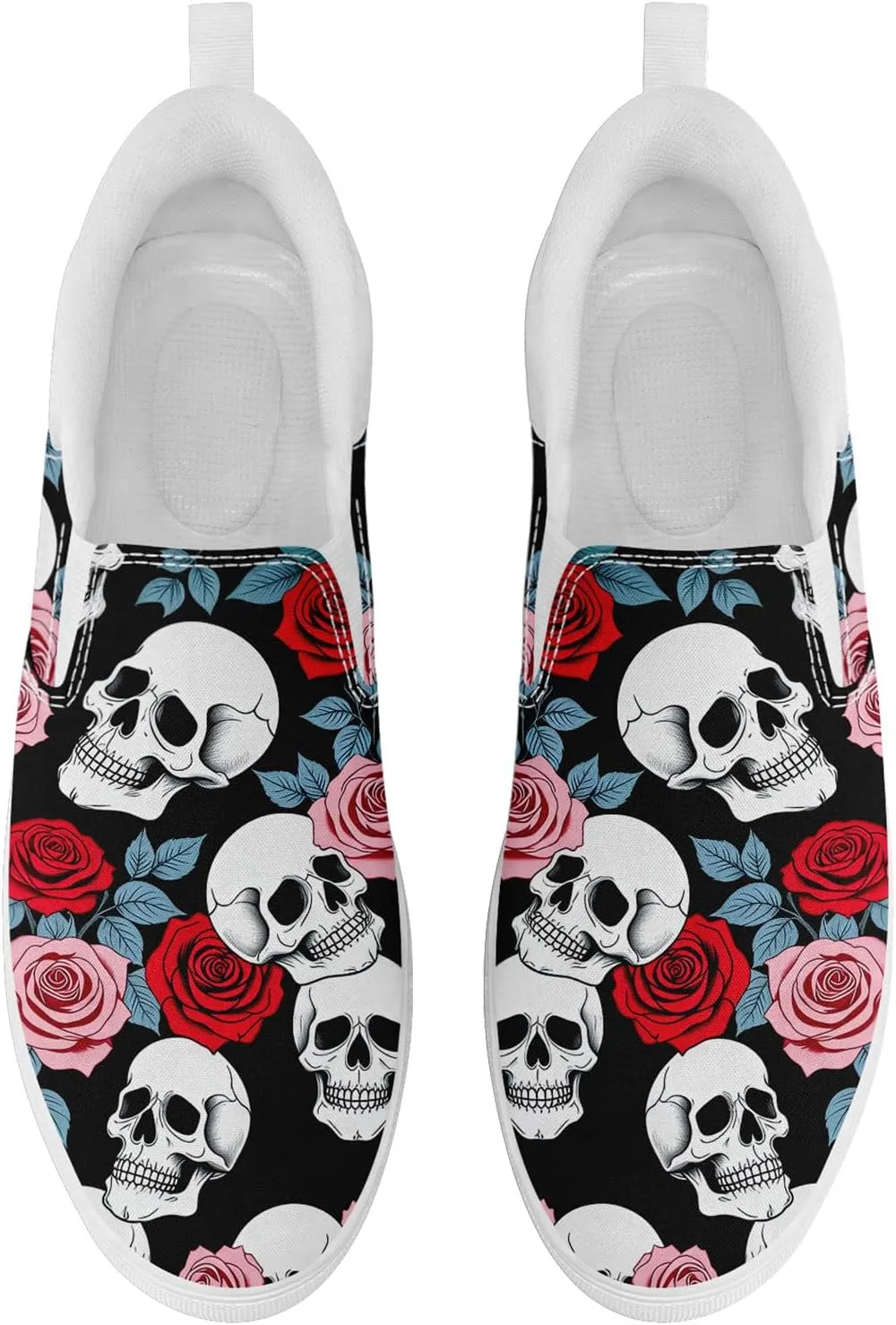 Skull Canvas Slip on Shoes Fashion Sneakers Loafers Casual Walking Shoes for Men Women