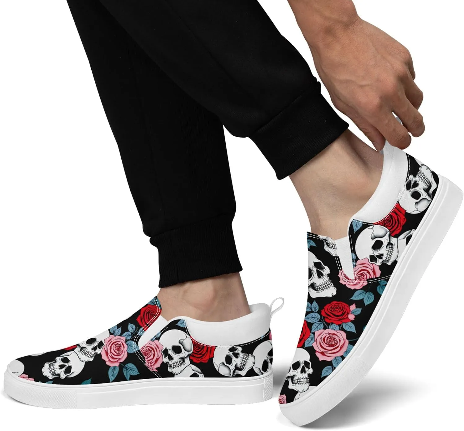 Skull Canvas Slip on Shoes Fashion Sneakers Loafers Casual Walking Shoes for Men Women