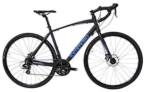 Tommaso Siena - Shimano Tourney Gravel Adventure Bike with Disc Brakes, Extra Wide Tires, Perfect for Road Or Dirt Touring, Matte Black - Medium