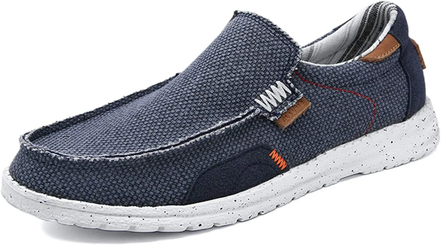 Veslexth Men's Casual Canvas Loafers Slip on Sneakers Deck Comfort Outdoor Fashion for Indoor Travel Walking Shoes