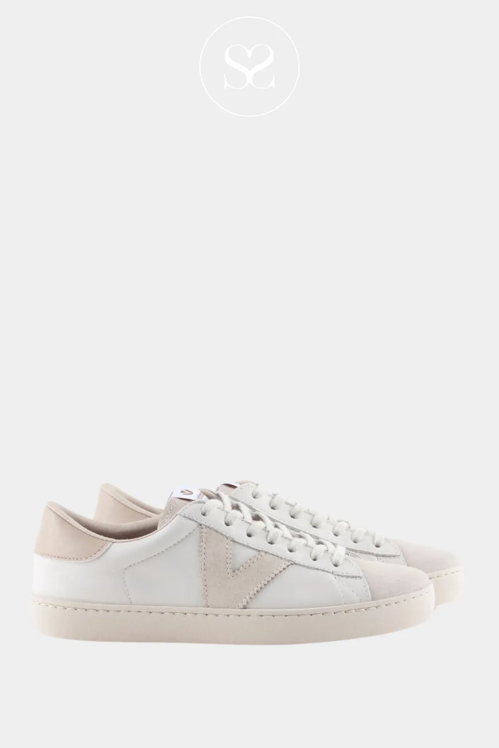 VICTORIA 1126142 CREAM AND WHITE LEATHER BERLIN TRAINERS