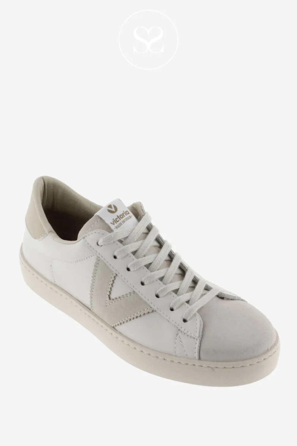 VICTORIA 1126142 CREAM AND WHITE LEATHER BERLIN TRAINERS