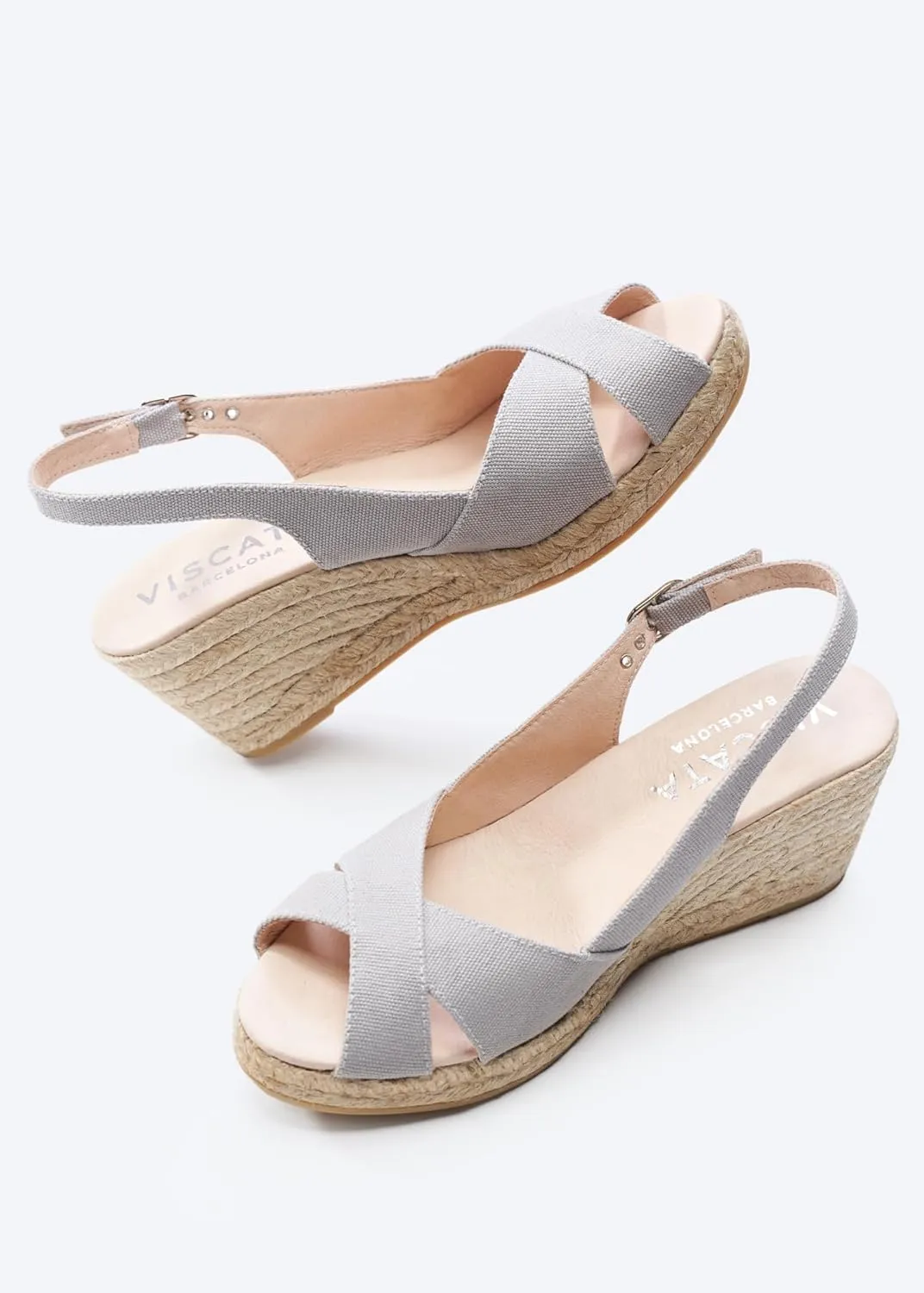Viscata Llansa Canvas Wedge with Elegant Buckle Flattering 2 ½” Slingback Heel Women's Sandals with Breathable Organic Cotton Canvas and 100% Natural Jute Midsole for all Casual Occasions