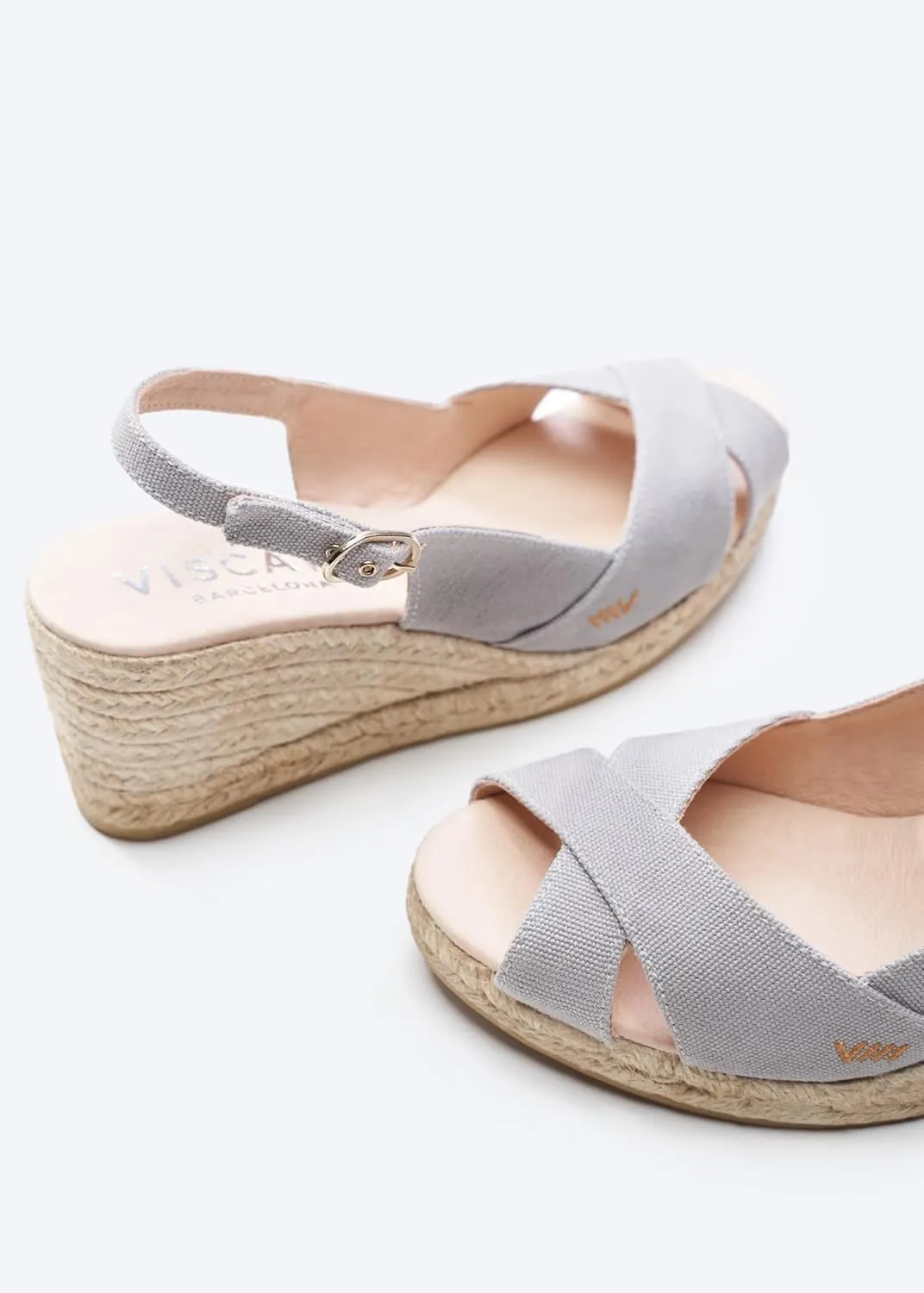 Viscata Llansa Canvas Wedge with Elegant Buckle Flattering 2 ½” Slingback Heel Women's Sandals with Breathable Organic Cotton Canvas and 100% Natural Jute Midsole for all Casual Occasions