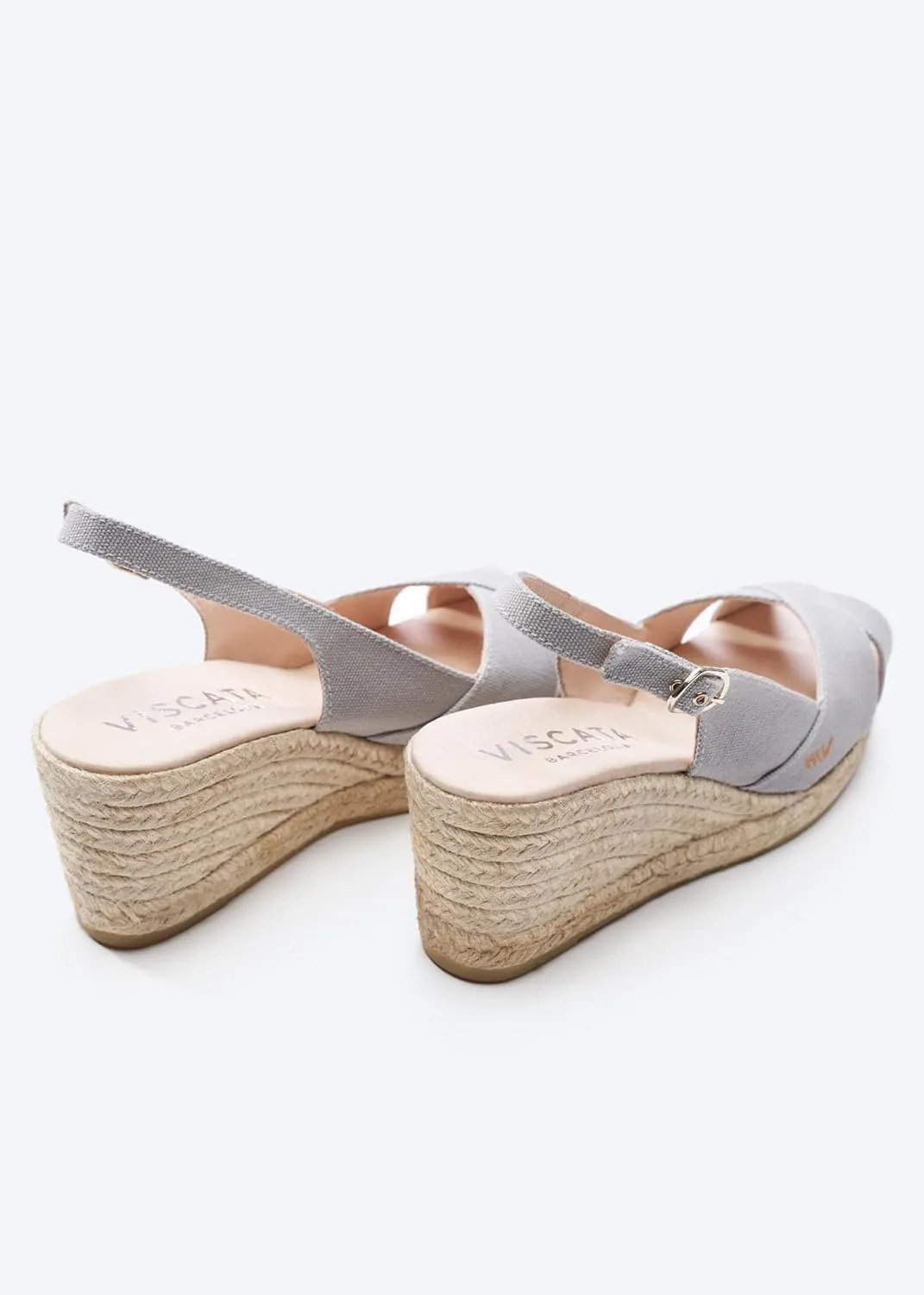 Viscata Llansa Canvas Wedge with Elegant Buckle Flattering 2 ½” Slingback Heel Women's Sandals with Breathable Organic Cotton Canvas and 100% Natural Jute Midsole for all Casual Occasions