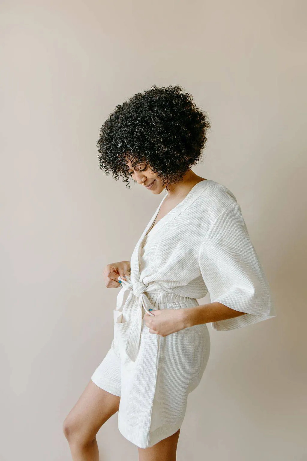 Waffle Romper (Sand)