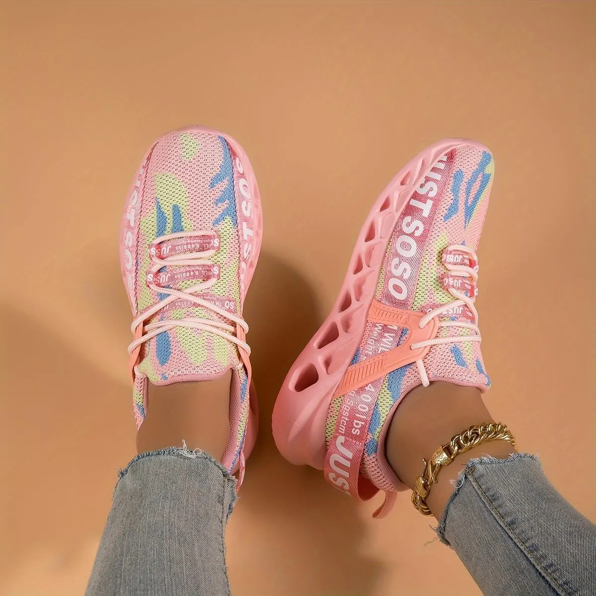 Women's Running Shoes - Lightweight Breathable Tennis Shoes with Soft Sole for Women, Fashion Lace-Up Athletic Sneakers