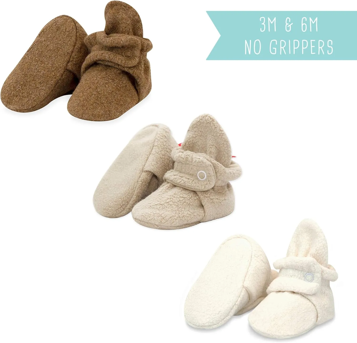 Zutano Unisex Fleece Baby Booties with Organic Cotton Lining, Newborn Essentials