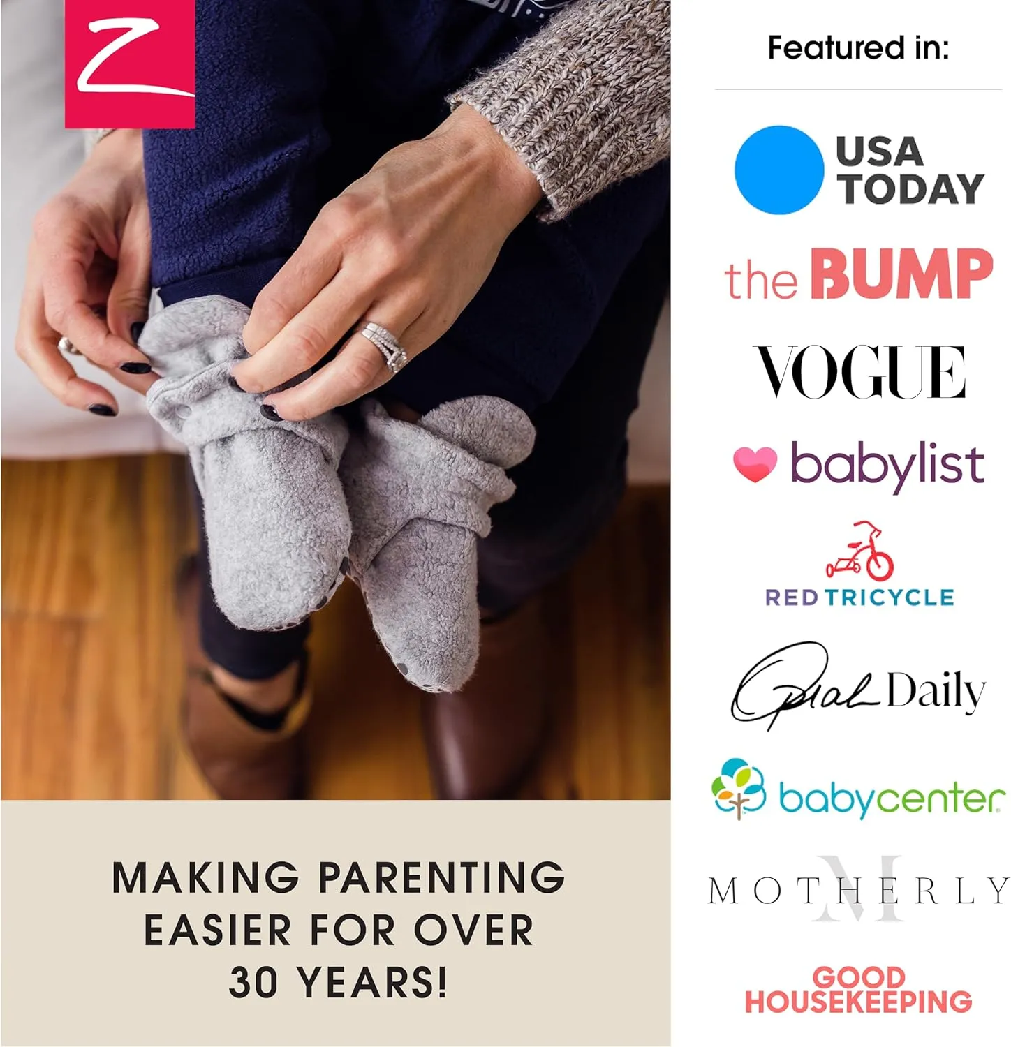 Zutano Unisex Organic Cotton Baby Booties With Gripper Soles