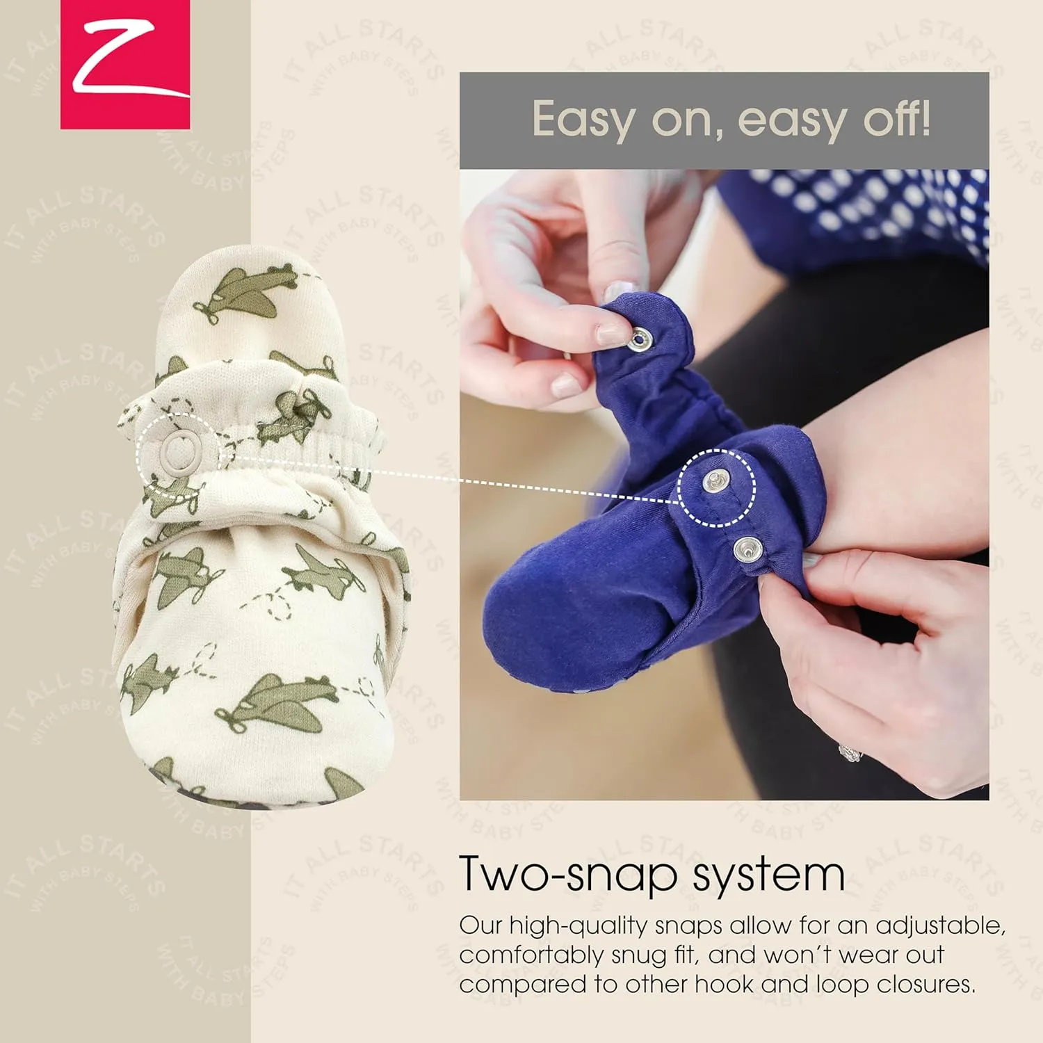 Zutano Unisex Organic Cotton Baby Booties With Gripper Soles